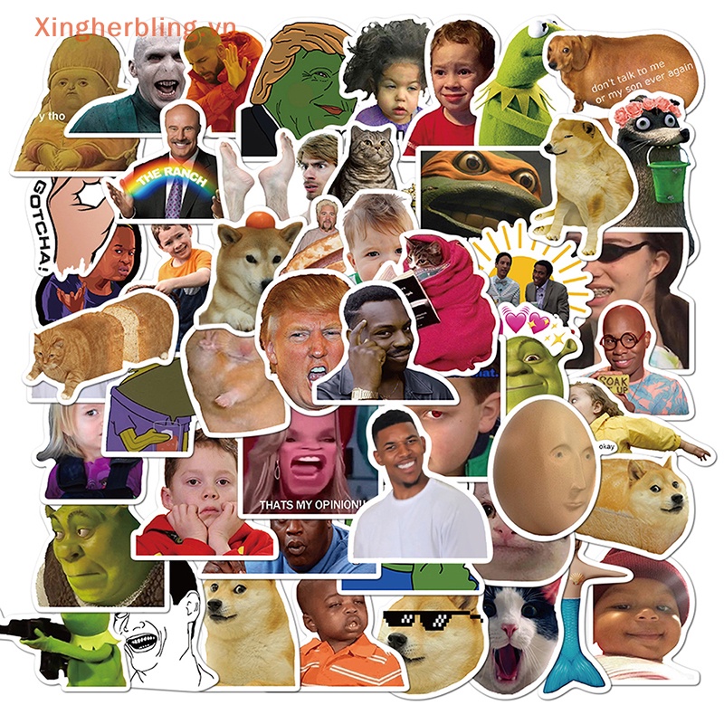 Bộ 50 Miếng Dán Chống Thấm Nước Hình Biểu Cảm Vui Nhộn Trang Trí laptop Ván Trượt