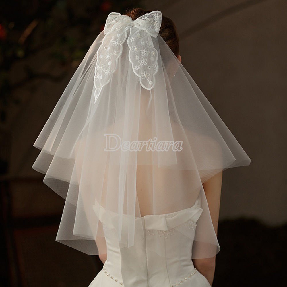 Kẹp Tóc Đính Nơ Ren Hai Lớp Thời Trang Cho Nữ