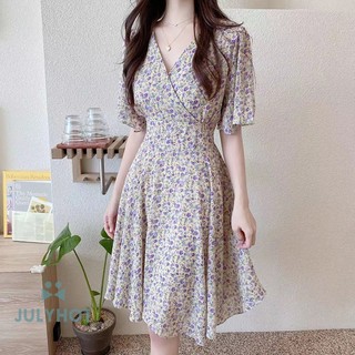 Đầm Hoa Cổ Chữ v Thời Trang Đi Biển Mùa Hè Cho Nữ vn