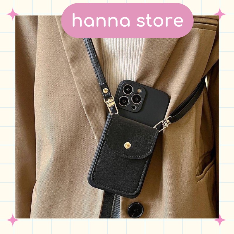 Ốp Ví Có Dây Đeo TPU Mềm Cho Iphone Từ 15 Tới 15 Promax