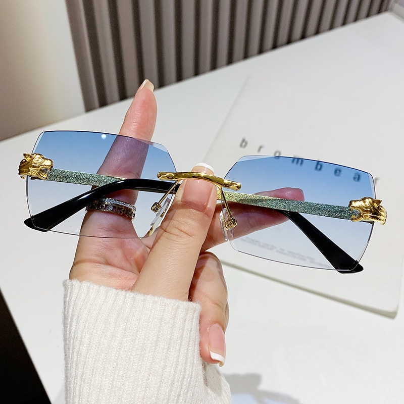 Mới Kính Mát Không Gọng Họa Tiết Da Báo Thời Trang Cho Nam Và Nữ