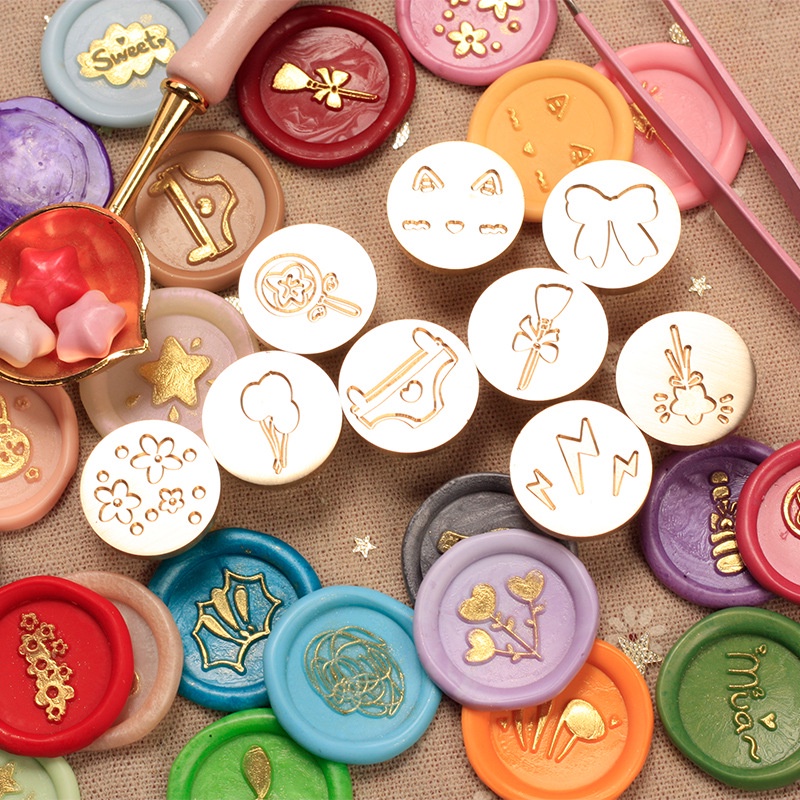 22mm Mini Brass Vintage Wax Stamp Creative Wax Stamp Head Dễ thương Stamp Firepaint Stamp DIY Thủ công mỹ nghệ Thư trang trí tem