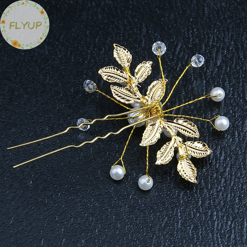 Flyup Trâm Cài Tóc Chữ u Hình Chiếc Lá Đính Ngọc Trai Nhân Tạo Thời Trang Dành Cho Cô Dâu vn