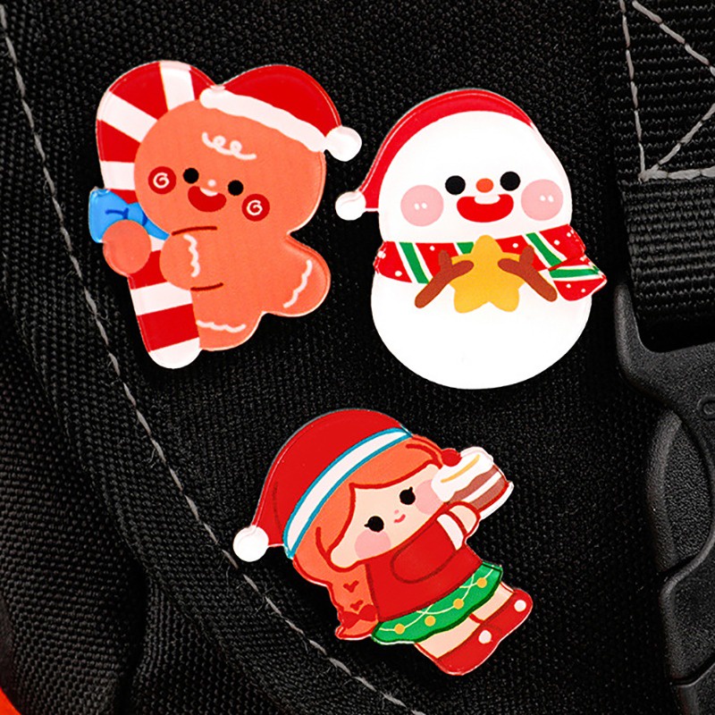 Ghim Cài Áo Bằng acrylic Hình Ông Già Noel Tuần Lộc / Cây Thông Dụng Hoạt Hình Dễ Thương