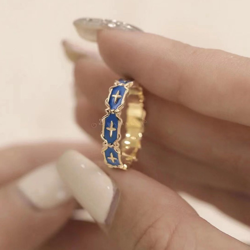 Temperament Enamel Ring Girls' New Pattern Peacock Green Zircon Small Design Sense Light Luxury Ins Fashion Art Index Finger Ring Fashion