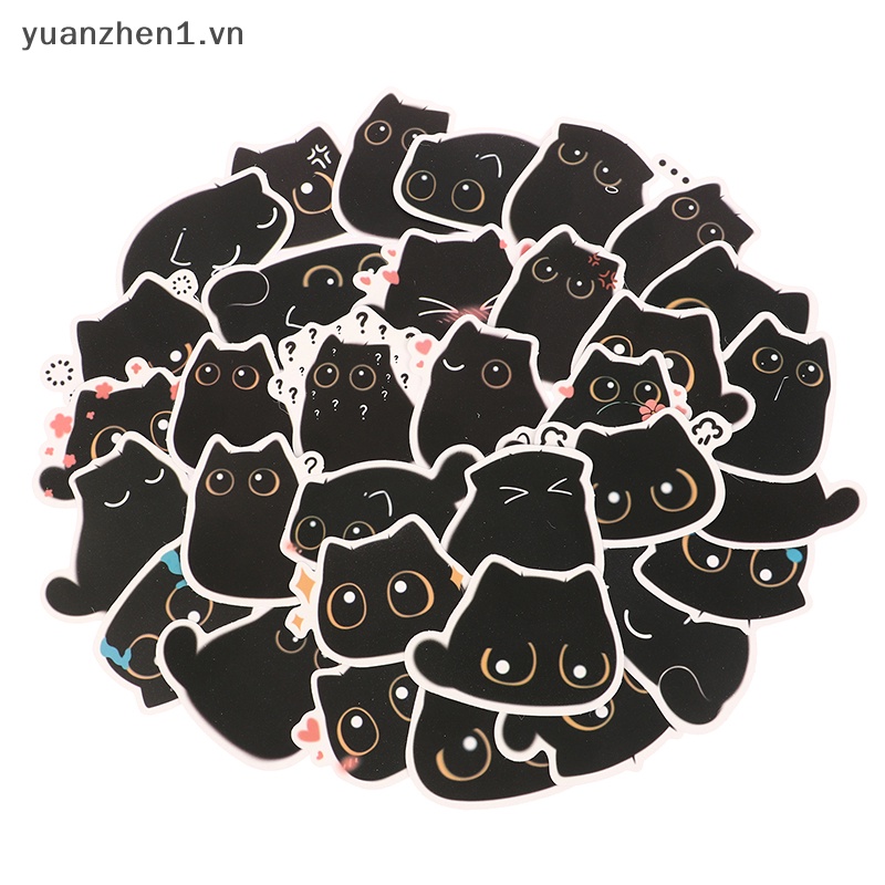 Set 40 Miếng Dán Trang Trí Hình Mèo Đen Dễ Thương