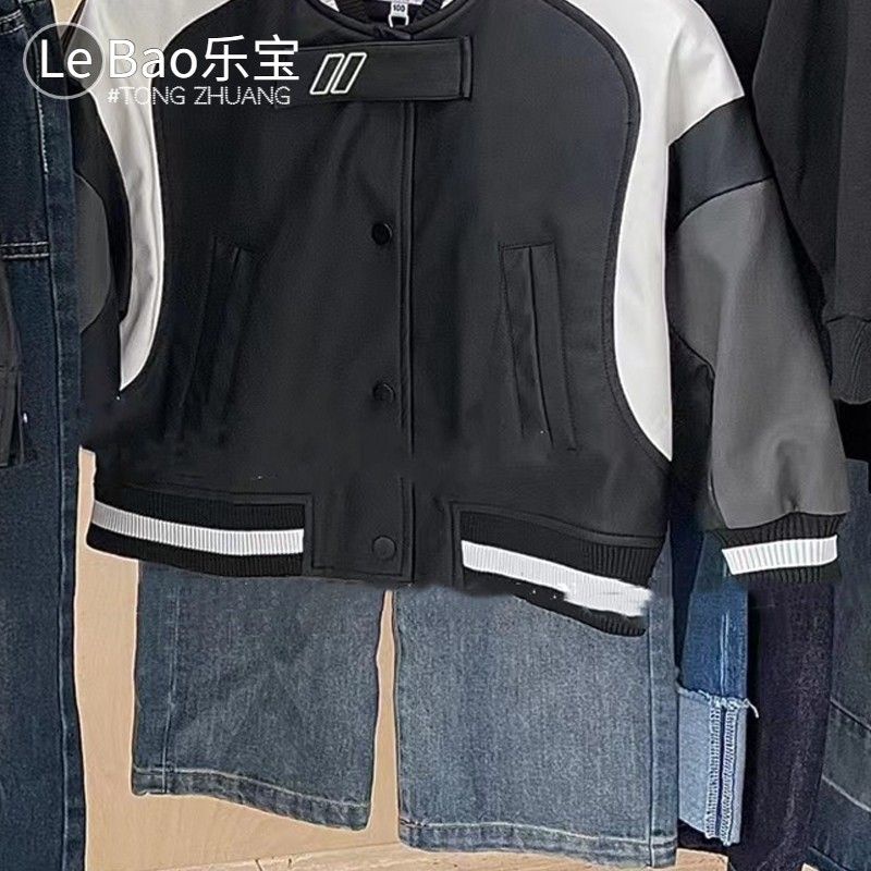 Áo Khoác Bóng Chày Bằng Da Dáng Rộng Thời Trang Mùa Thu Phong Cách Hàn Quốc Cho Bé Trai