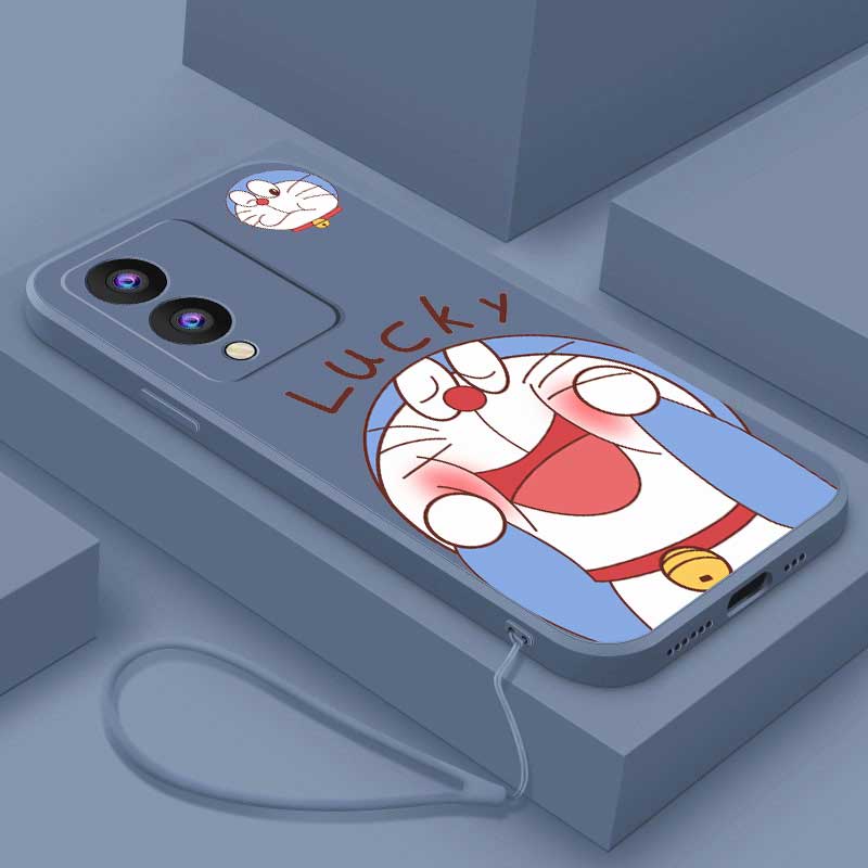 Ốp Điện Thoại silicon Dẻo Hình doraemon May Mắn Dễ Thương Cạnh Thẳng Cho vivo y17s