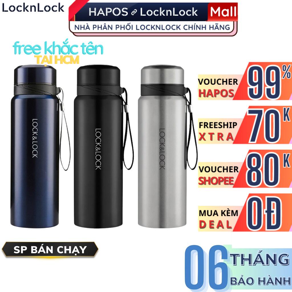 Bình giữ nhiệt LocknLock 800ml (TẶNG TÚI VẢI), có lõi lọc trà, nắp kín, dây treo xách LHC6180 - Chính Hãng - HAPOS MALL