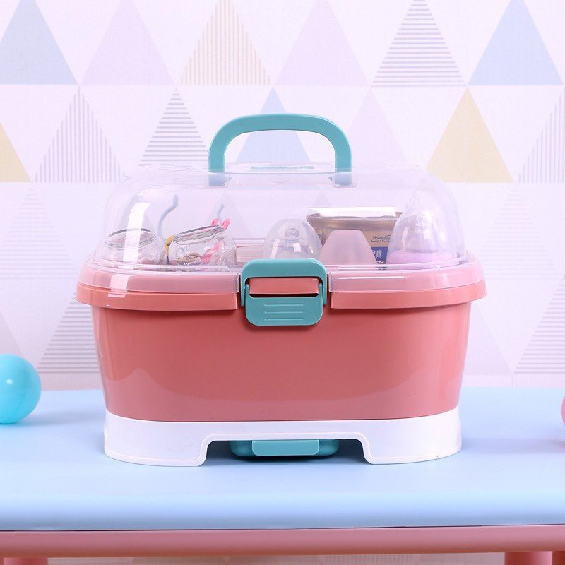 Giá úp bình sữa có nắp cao cấp và lỗ thoáng khí mẫu mới, thoát nước khô ráo shop uni baby