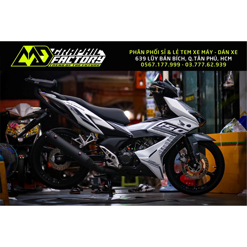 Tem rời Winner X trắng - mẫu sọc xám đen WX 150rr siêu hot 2023