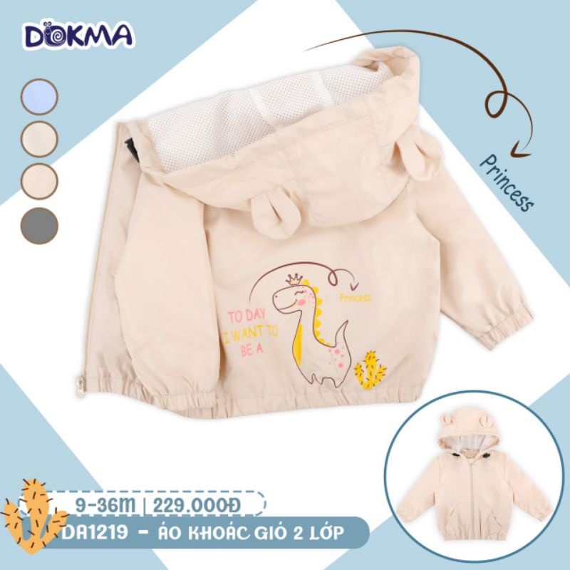 Áo khoác gió mũ phối tai xinh cho bé - DOKMA  DA1879 PL