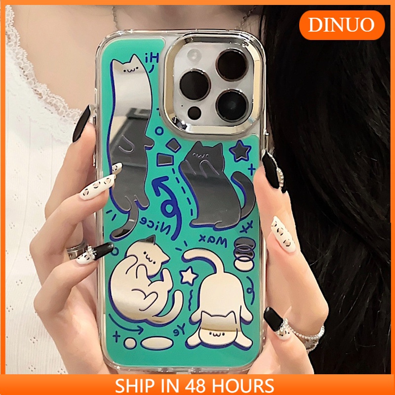 Hoạt Hình Ốp Điện Thoại Gắn Gương Hình Mèo Cho iphone15 / 14promax / 13 / 12 / 11 / xr / xs / x / xsmax / 7 / 8plus/JM-3