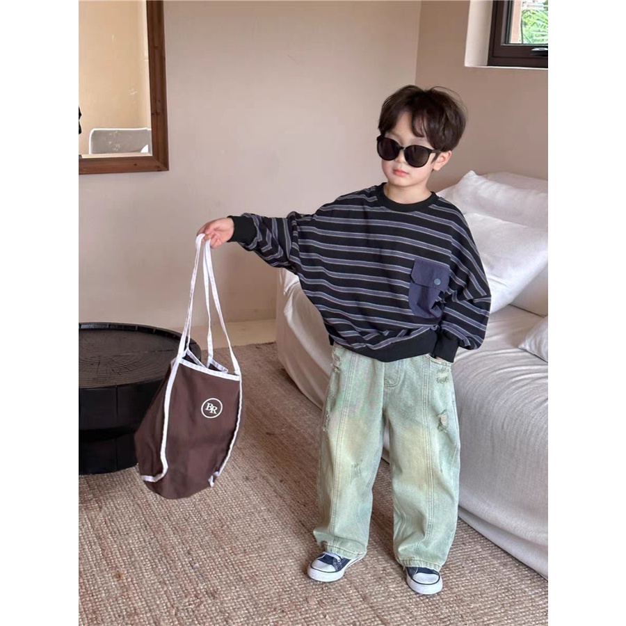 Quần Jean Dài Dáng Rộng Thời Trang Xuân Thu 2023 Cá Tính Cho Bé Trai