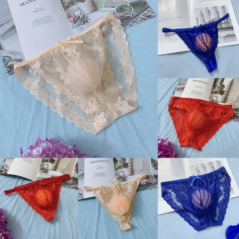 Men Sexy Lace Thong Briefs Underwear bikini pouch G string jockstrap See-through#BBHOOD
