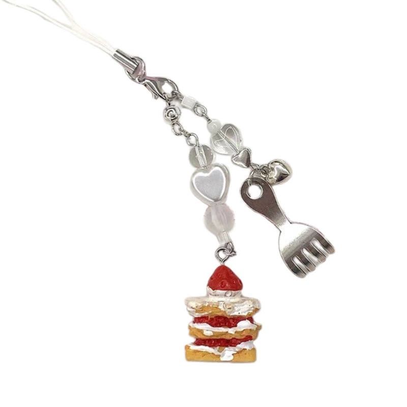 Omg Móc Khóa Điện Thoại Hình Bánh Kem Đính Hạt Pha Lê y2k Dễ Thương Cho Nữ