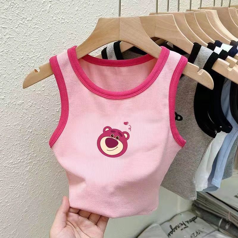 Áo Thun Không Tay In Họa Tiết Dễ Thương Cho Bé Gái