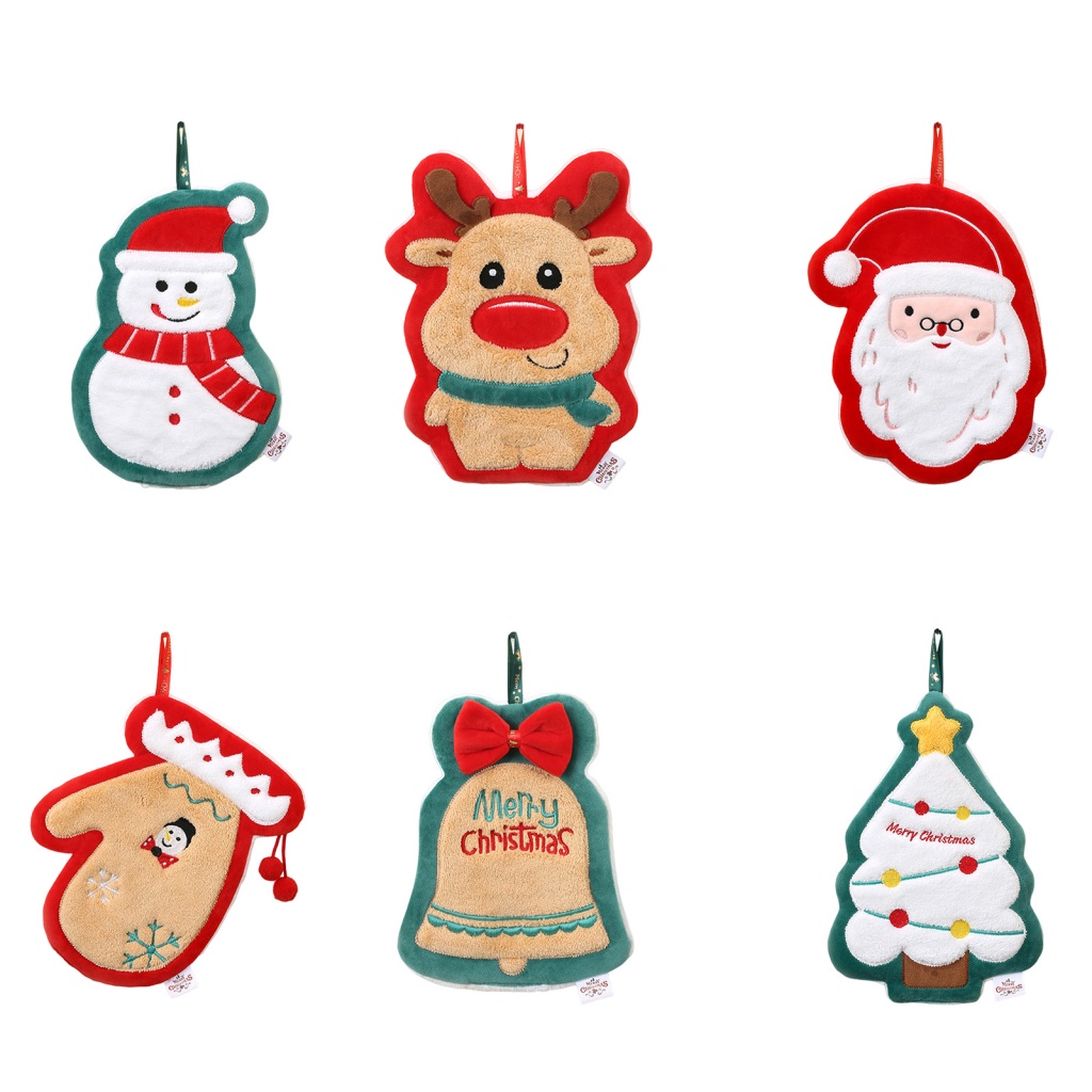 Đồ Chơi Bất Ngờ Độc Đáo Cho Bé| Khăn Lau Tay Nhà Bếp Vải Lông Cừu San Hô Mềm Mại Thấm Hút Nước Nhanh Khô Thiết Kế Hình Ông Già Noel / Người Tuyết / Tuần Lộc