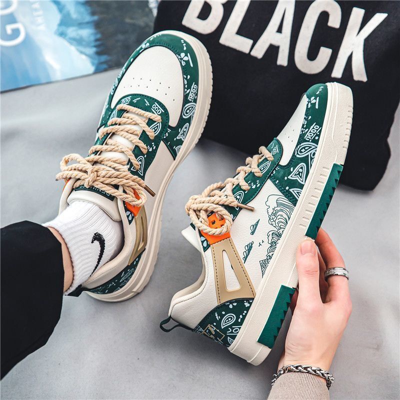 Giày Thể Thao Nam Mới Thoáng Khí Và Đẹp In Ấn Nam Sinh Viên Phiên Bản Hàn Quốc Giày Trắng Nhỏ Đế Dày Giày Thể Thao Nam