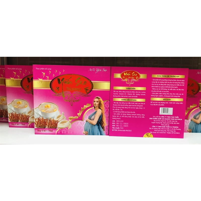 Yến sào Mama,yến dành cho bà bầu,hộp 6 hũ x 70ml