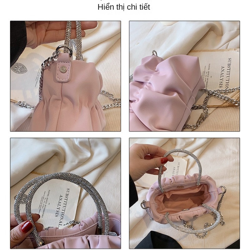 Túi Xách Đeo Chéo Hình Đám Mây Trong Suốt Phối Dây Xích Thời Trang Thu Đông 2023 Cho Nữ
