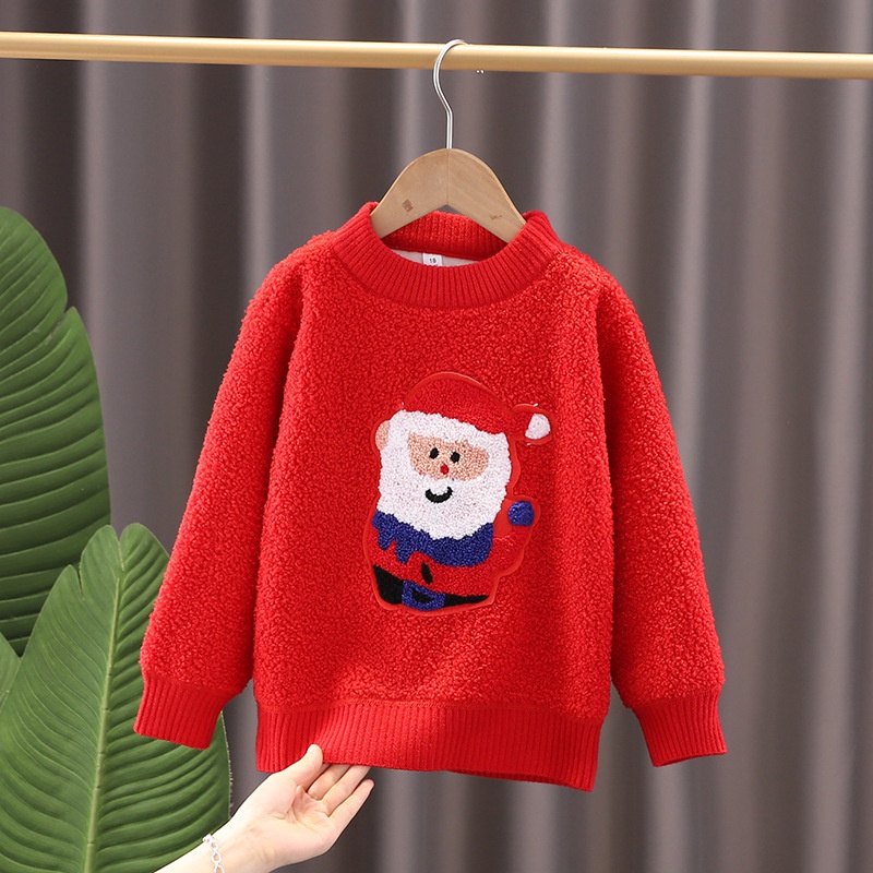 Áo Sweater Mùa Đông Phong Cách Hàn Quốc Cho Bé Trai Và Bé Gái Vải Nhung Dày Phong Cách Momchose Hàng Mới