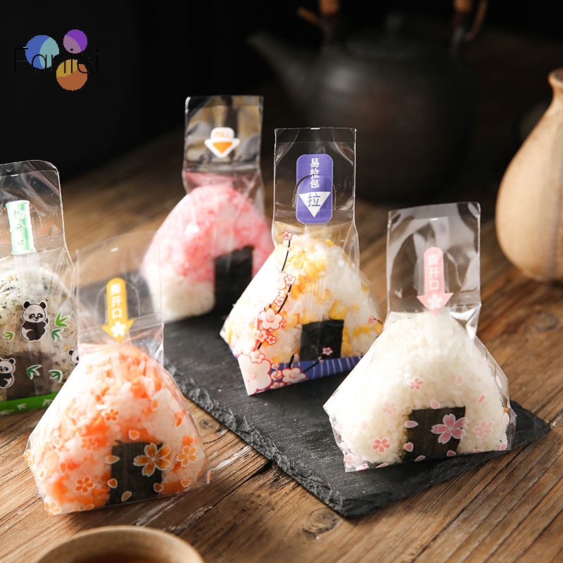 Set 10 Túi Làm Cơm Nắm sushi Rong Biển Hình Tam Giác Phong Cách Nhật Bản diy
