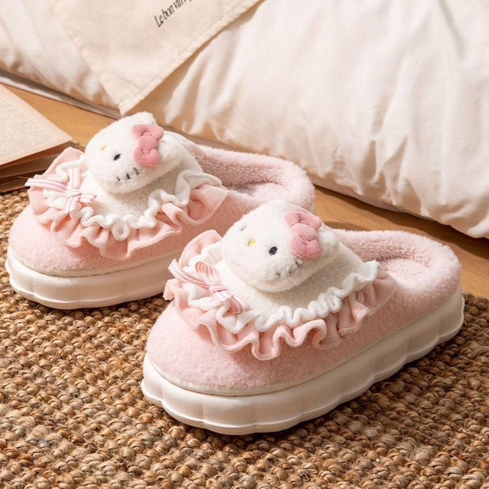 Shanhai Dép Bông Mềm Đi Trong Nhà Mùa Đông Họa Tiết Hoạt Hình melody kt pompom purin