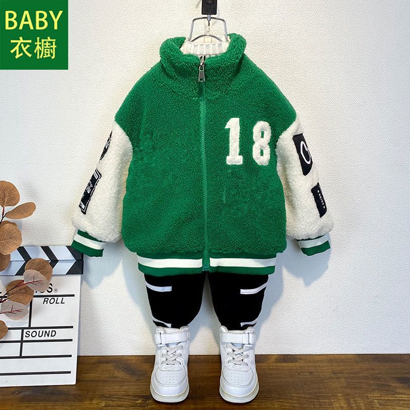 Áo Khoác Bóng Chày Bằng cotton Lót Lông Cừu Dày Thời Trang Phong Cách Mới 2023 Dành Cho Bé Trai