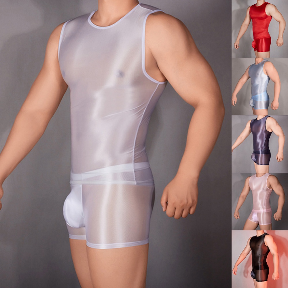 Sleek Áo Thun Co Giãn Nhiều Màu Xuyên Thấu Gợi Cảm Cho Nam