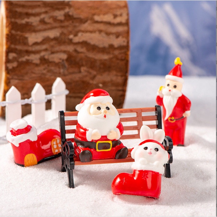 Tượng ông già Noel, người tuyết dễ thương decor terrarium giáng sinh, trang trí bàn V2