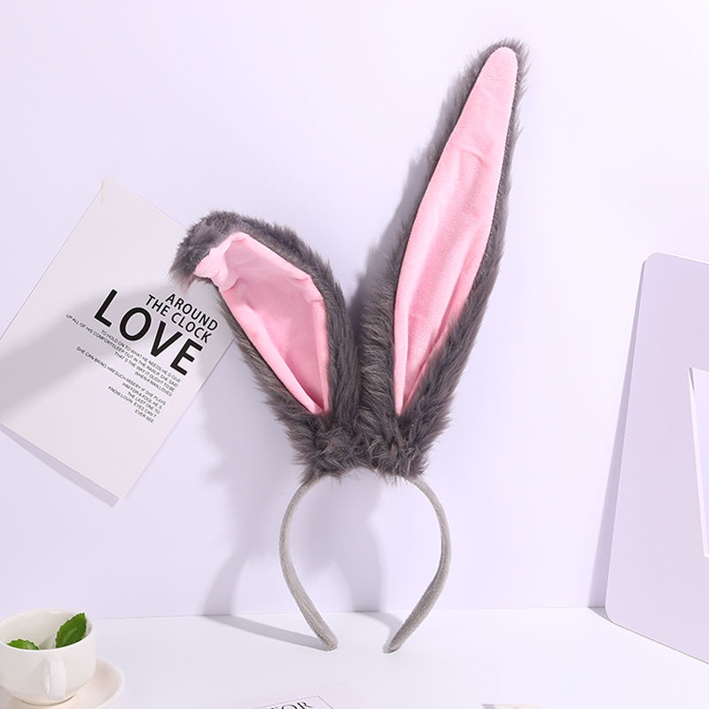Dễ Thương Băng Đô Tai Thỏ Bông Màu Trơn Xinh Xắn Cho Bé Gái