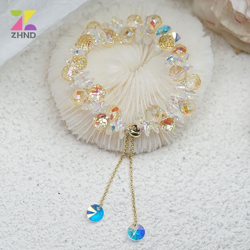 Zhuzhengde Vòng Tay Chuỗi Hạt Đá Pha Lê Nhân Tạo Lấp Lánh Thời Trang Cho Nữ