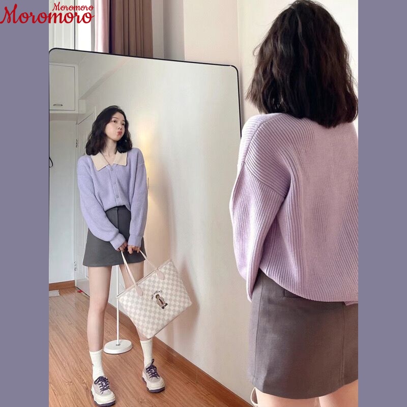 Moromoro Áo Len áo khoác cardigan hàn quốc Casual Korean Fashion WMY2300HHR 42Z231018