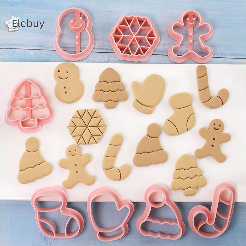 Bộ 8 khuôn cắt bánh quy ELEBUY hình cây thông Giáng sinh dễ thương