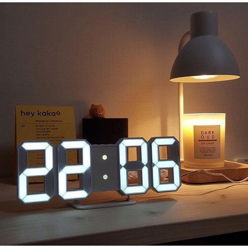 Đồng hồ led để bàn đồng hồ decor, kèm dây đầu usb + 1 pin - FETO