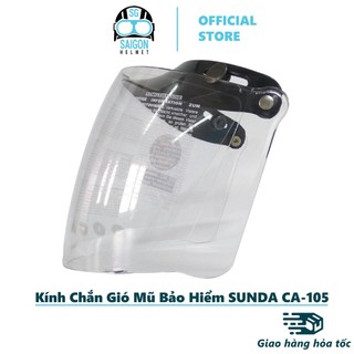 Kính chắn gió mũ bảo hiểm sunda ca-105 gắn được cho tất cả các mũ ½ và ¾ trên thị trường