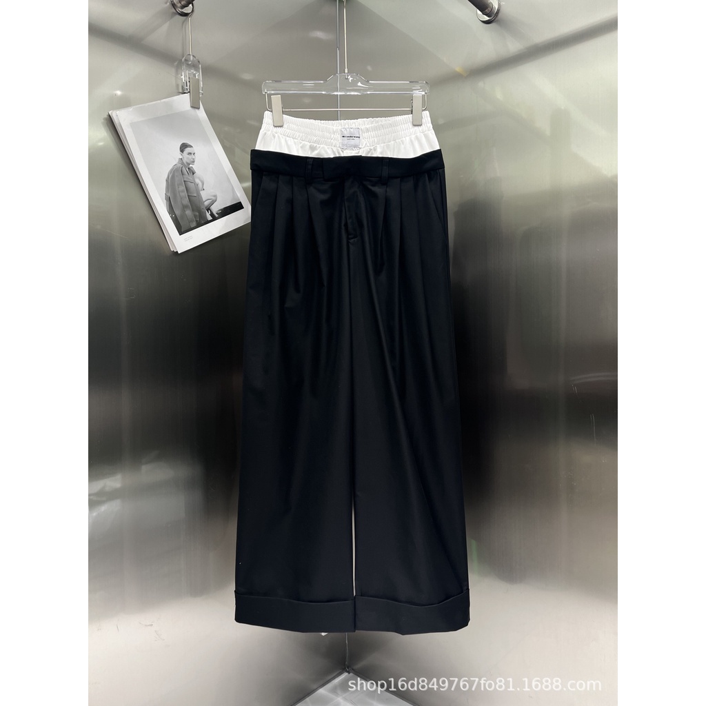 DGO2 Alexander Wang 23 Early Autumn new niche design fashion brand wide leg double waist suit pants fashionable casual all-match elegant style