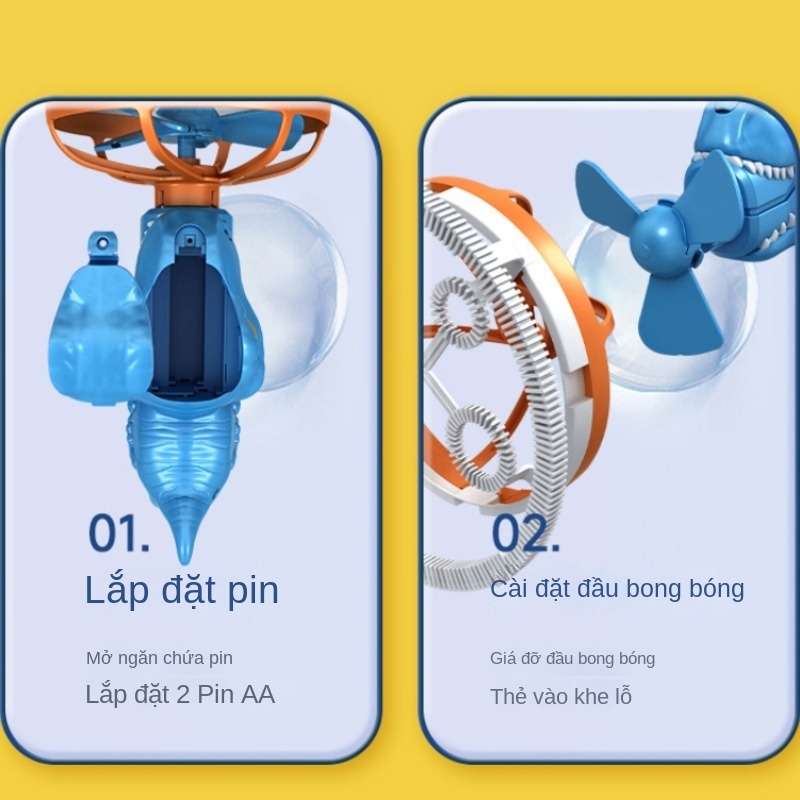 Máy Thổi Bong Bóng Tự Động Hình Khủng Long Dễ Thương