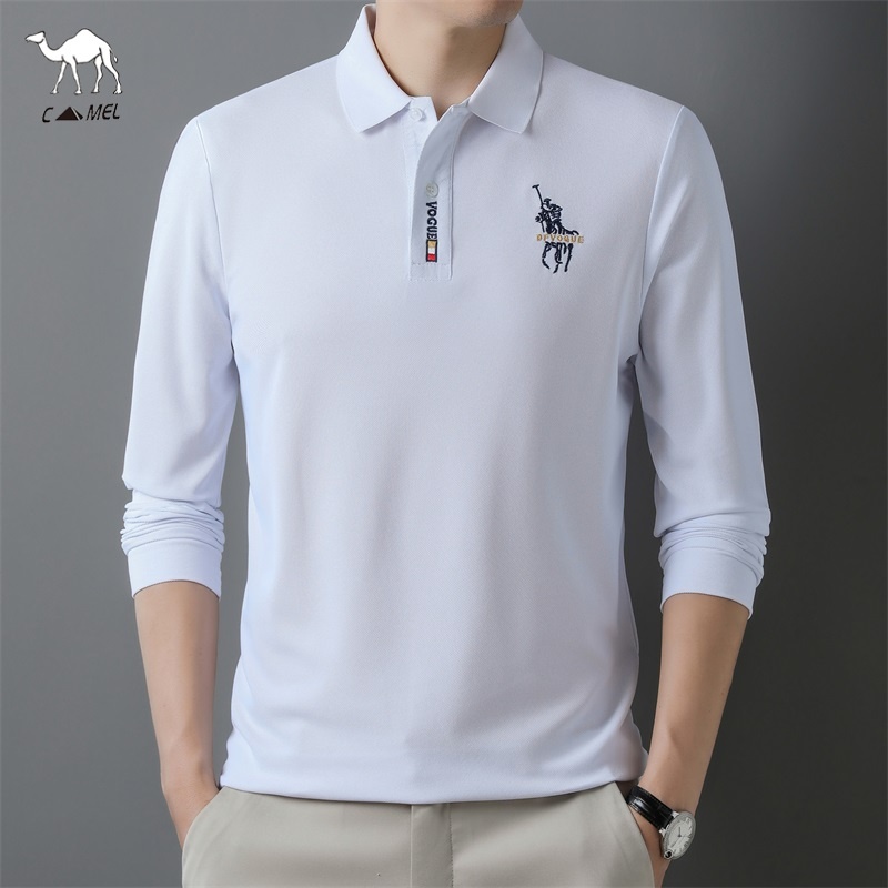 Áo Thun polo Dài Tay Thêu Chữ Thời Trang Nam Tính