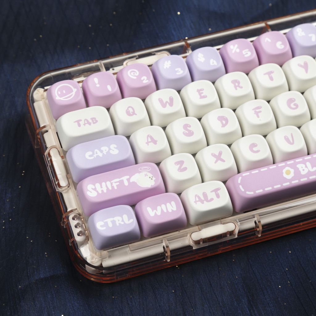 Bun keycaps moa profile Bộ Bàn Phím Cơ Màu Hồng Hoạt Hình pbt Nhuộm Hồng