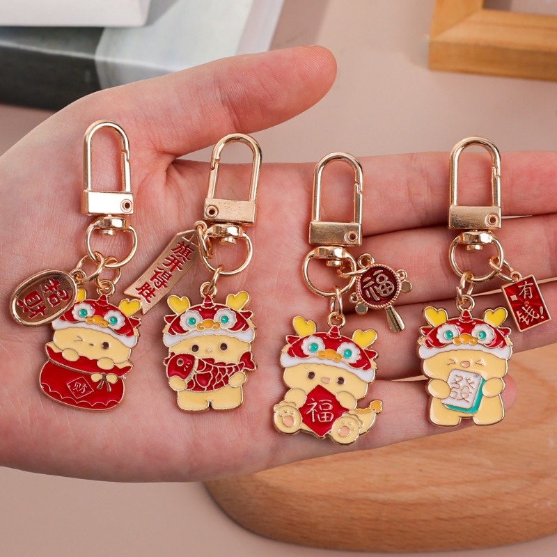 Móc Khóa Hình Rồng / Năm Mới May Mắn Bằng Hợp Kim Phong Cách retro