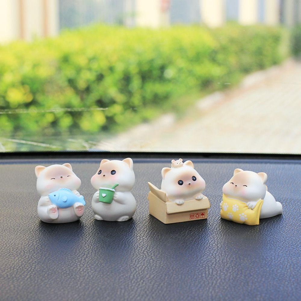 Mô Hình Chú Mèo May Mắn Hoạt Hình mini Bằng Nhựa resin Trang Trí Xe Hơi