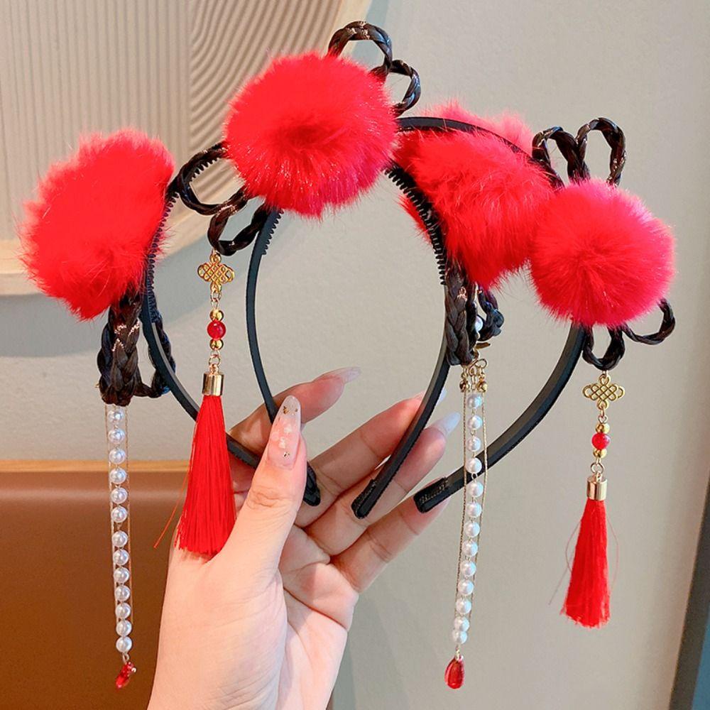 Mxbeauty Băng Đô Cài Tóc Đính Nơ Tua Rua Phong Cách Trung Hoa Cho Bé Gái