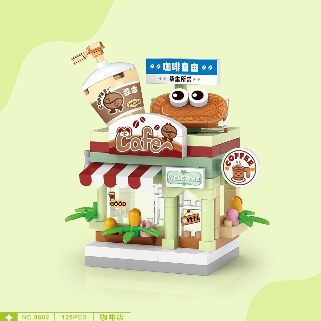 Khối Đồ Chơi Khối mini Thời Trang Cửa Hàng Quan Sát Đường Phố Cửa Hàng Kẹo Quán Cà Phê Cửa Hàng Cà Phê Làm Quà Tặng Sinh Nhật mini Để Bàn Trang Trí