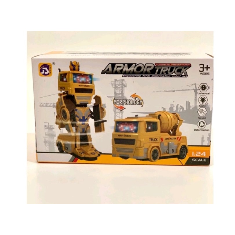 Robot biến hình Transformer biến thành xe múc hàng chạy pin