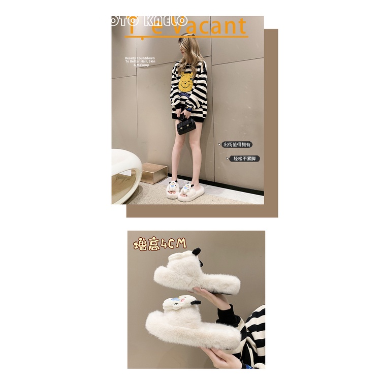 TOTOK  dép lông dép bông Đế Dày dép quai hậu đế cao 2023 hot trend Lịch lãm Thoáng khí Đẹp Đẳng cấp FMR23902ZD 44Z231031