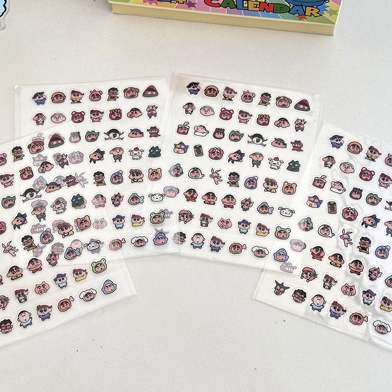 Miếng Dán pvc mini Trong Suốt Họa Tiết Hoạt Hình Cậu Bé Bút Chì shin-chan Trang Trí