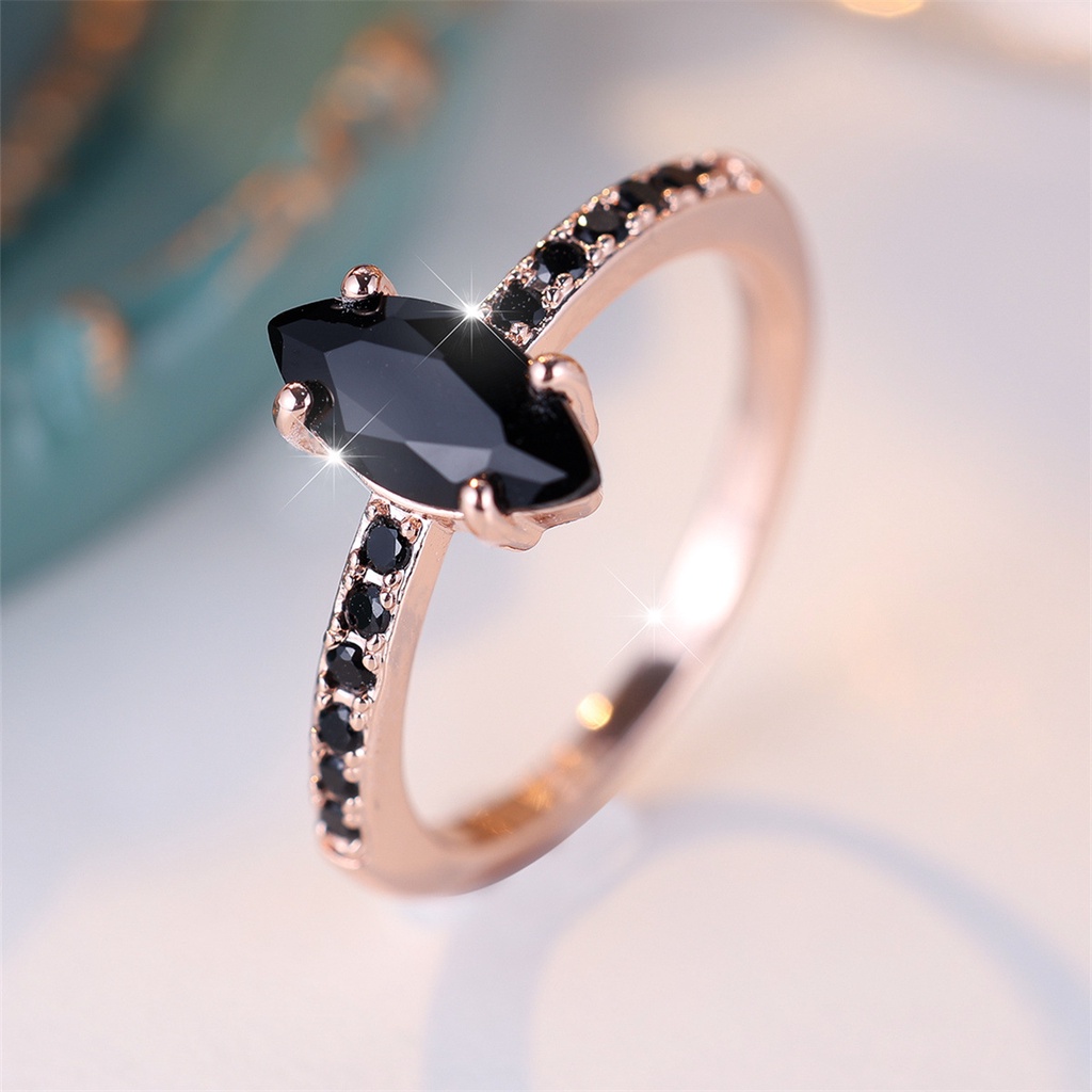 Nhẫn Cưới Thép Titan Màu Vàng Hồng Đính Đá zircon Thanh Lịch Thời Trang Cho Nữ