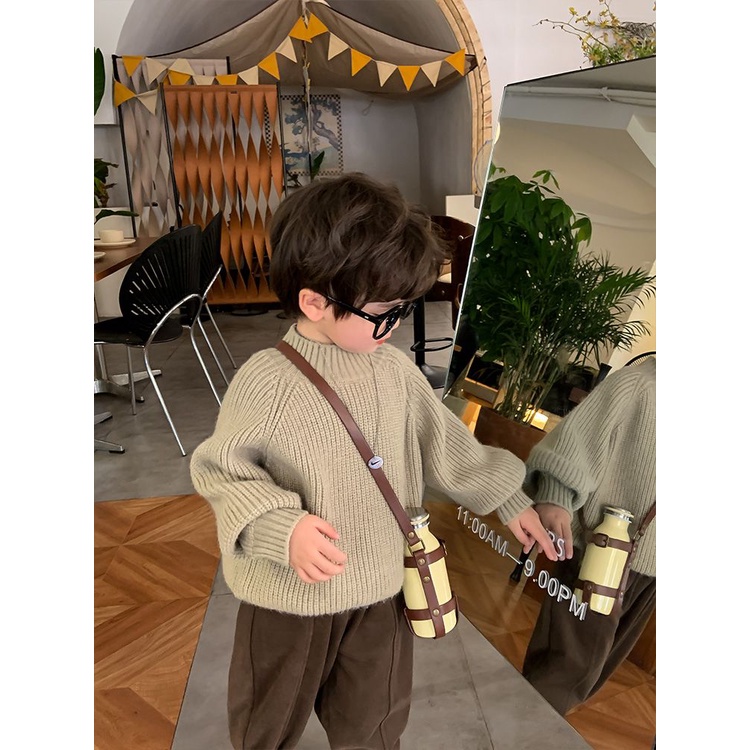 Phlis Áo sweater Màu Trơn Phong Cách Nhật Bản Thời Trang Thu Đông 2023 Cho Bé Trai